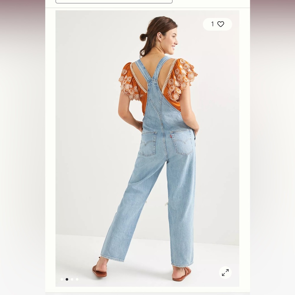 Levi Strauss distressed denim overalls purchased at Anthro - Picture 15 of 15